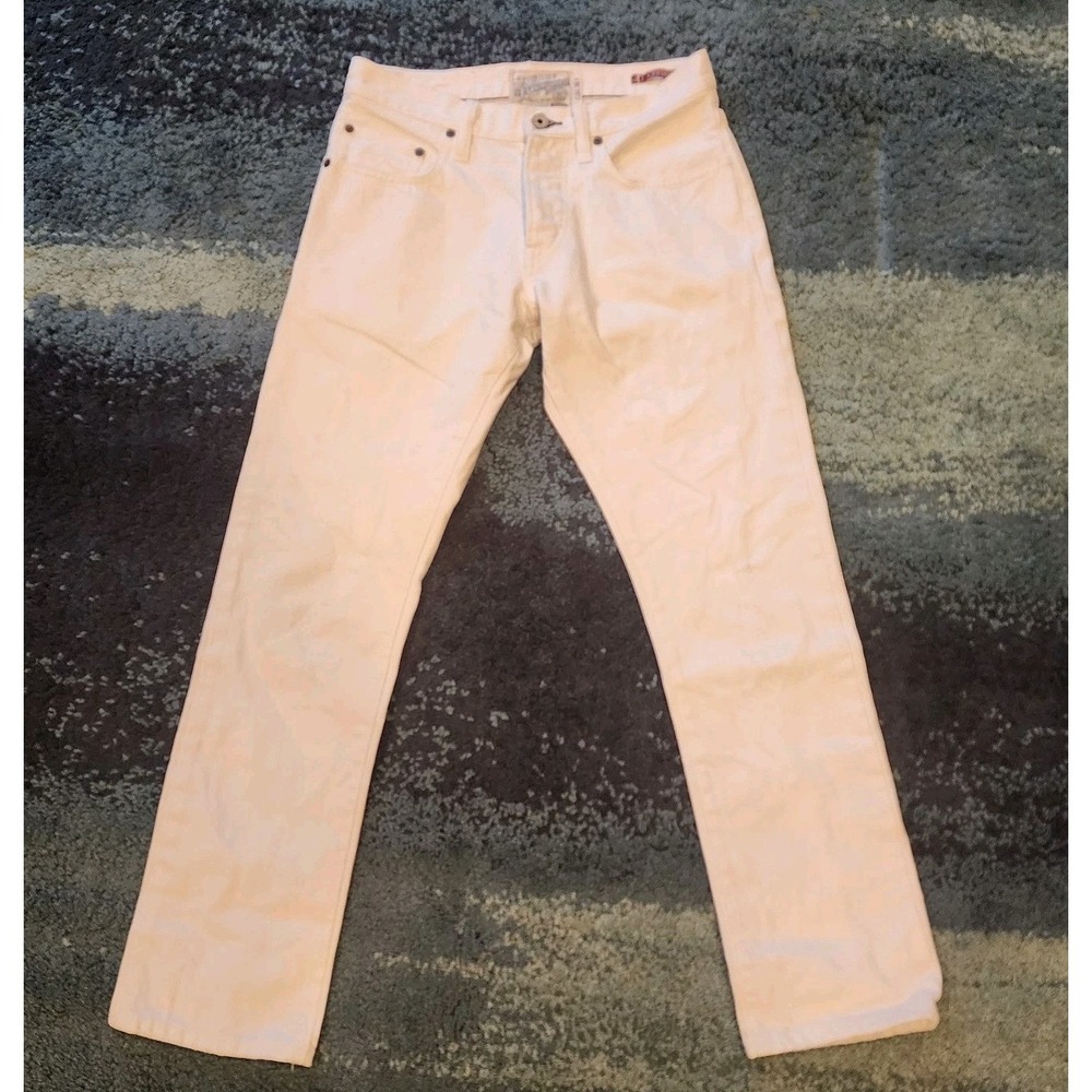 Rugby Ralph Lauren Vintage Slim White Skinny Button Fly Jeans Men's 28x30 Preppy
